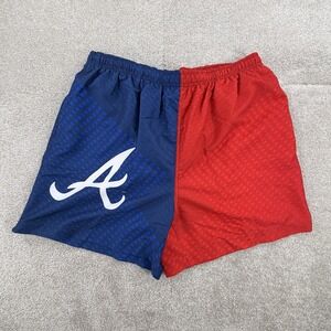 MLB Atlanta Braves Swim Board Shorts Lined Men 2 XXL Navy Red Colorblock Blue
